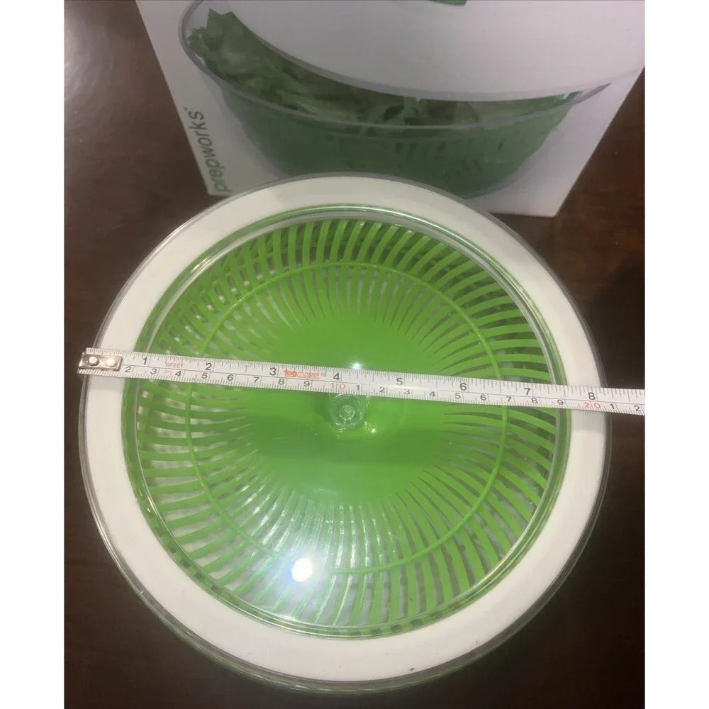Progressive 4 Qt Salad Spinner Easy Pull Cord With Brake Mechanism Green White